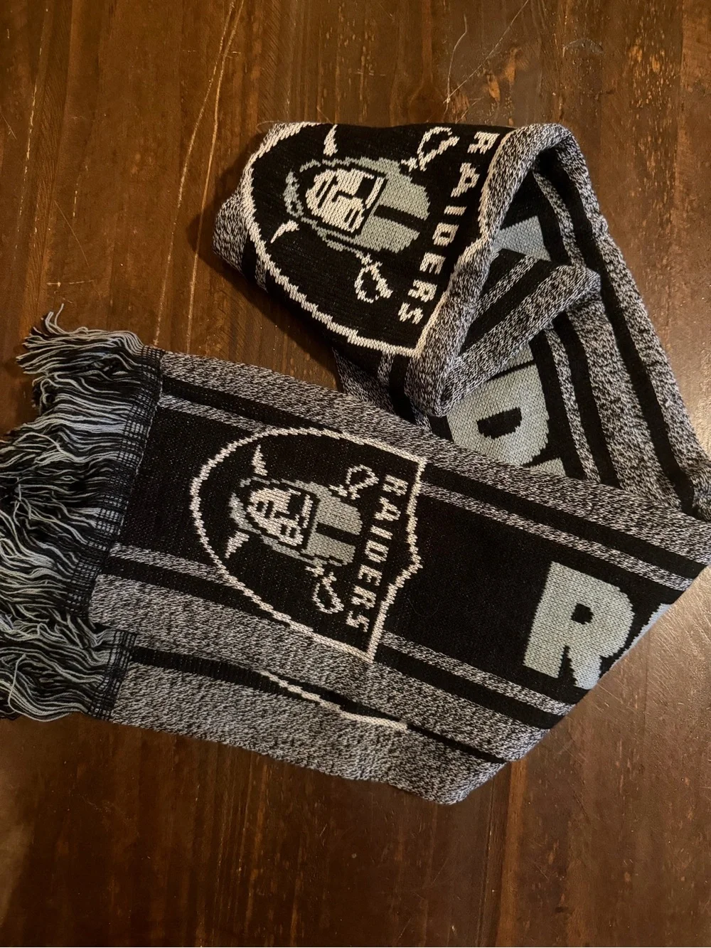 NFL Raiders Black and Gray Knit Scarf